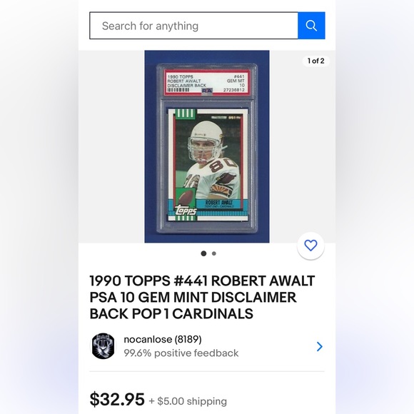 1990 TOPPS #441 ROBERT - Picture 3 of 3